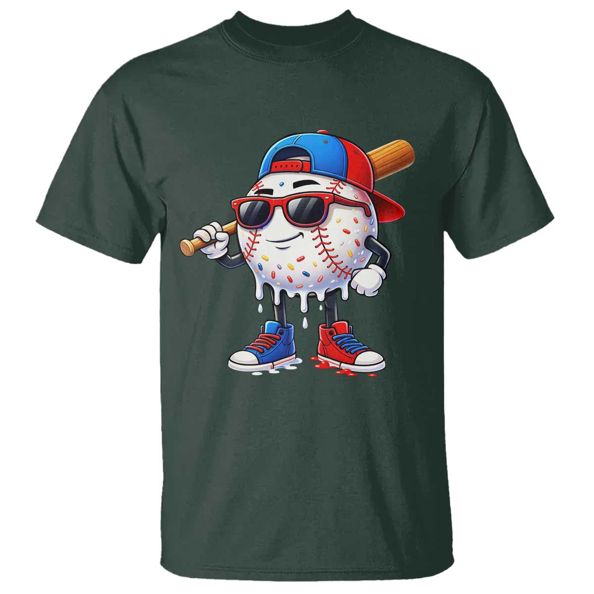 Baseball Drip Ice Cream T Shirt Youth Drip Baseball Boys Kid Red White And Blue