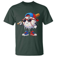 Baseball Drip Ice Cream T Shirt Youth Drip Baseball Boys Kid Red White And Blue
