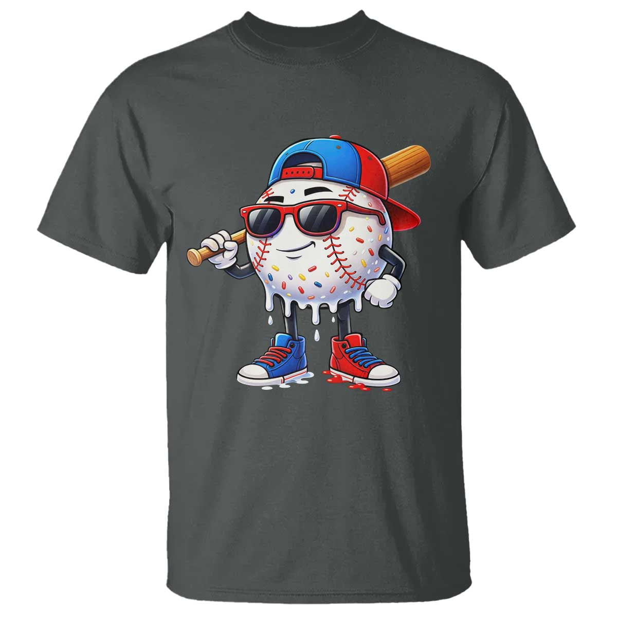 Baseball Drip Ice Cream T Shirt Youth Drip Baseball Boys Kid Red White And Blue