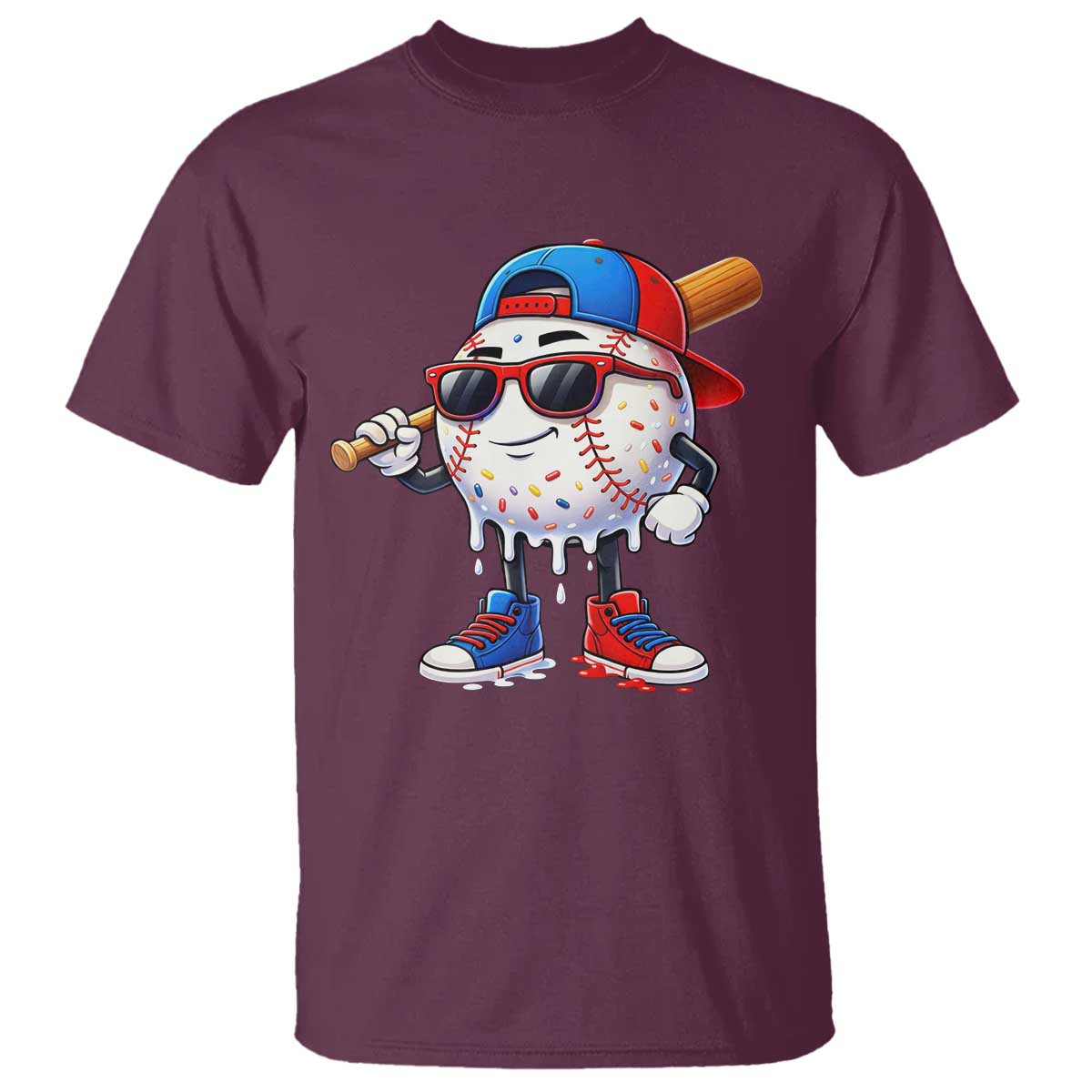 Baseball Drip Ice Cream T Shirt Youth Drip Baseball Boys Kid Red White And Blue