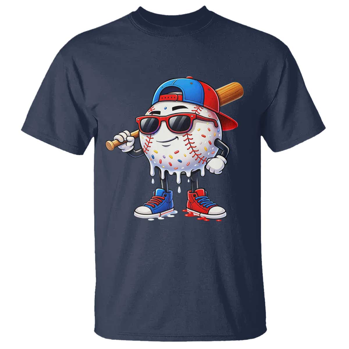 Baseball Drip Ice Cream T Shirt Youth Drip Baseball Boys Kid Red White And Blue