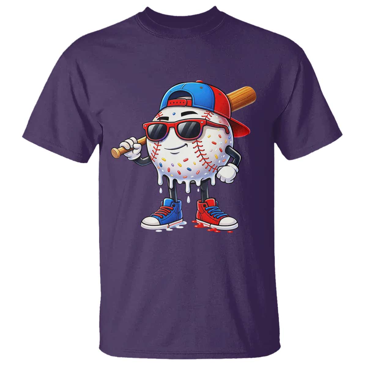 Baseball Drip Ice Cream T Shirt Youth Drip Baseball Boys Kid Red White And Blue