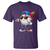 Baseball Drip Ice Cream T Shirt Youth Drip Baseball Boys Kid Red White And Blue
