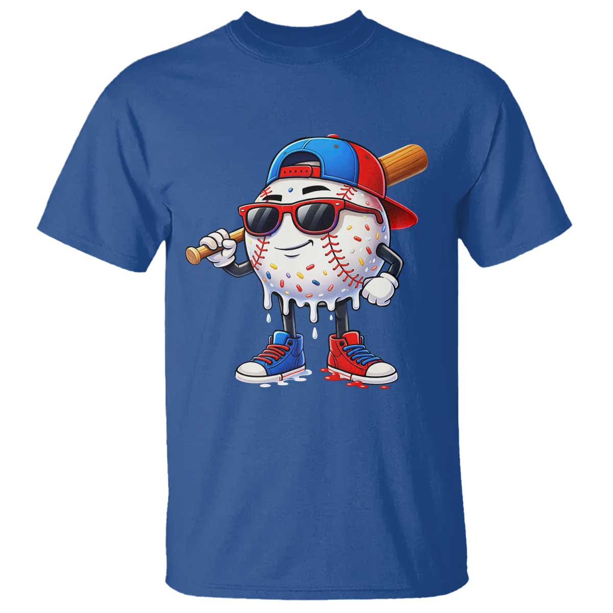 Baseball Drip Ice Cream T Shirt Youth Drip Baseball Boys Kid Red White And Blue