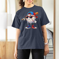 Baseball Drip Ice Cream T Shirt For Women Youth Drip Baseball Boys Kid Red White And Blue
