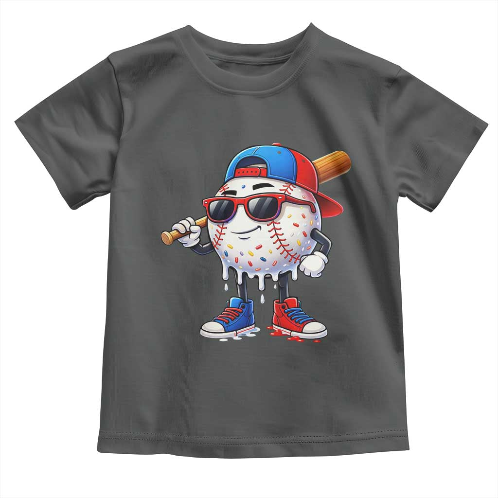 Baseball Drip Ice Cream Toddler T Shirt Youth Drip Baseball Boys Kid Red White And Blue