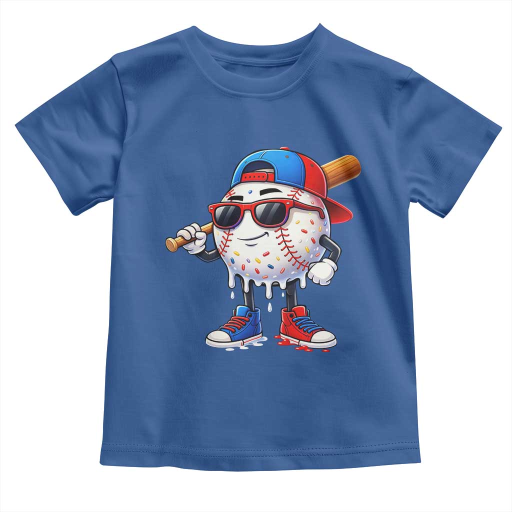 Baseball Drip Ice Cream Toddler T Shirt Youth Drip Baseball Boys Kid Red White And Blue