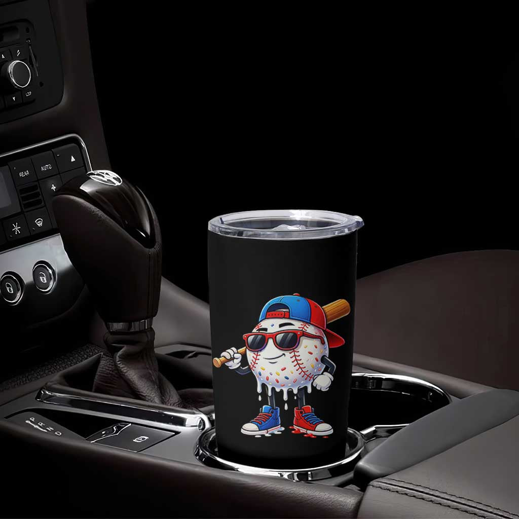 Baseball Drip Ice Cream Tumbler Cup Youth Drip Baseball Boys Kid Red White And Blue