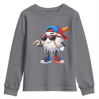 Baseball Drip Ice Cream Youth Sweatshirt Youth Drip Baseball Boys Kid Red White And Blue