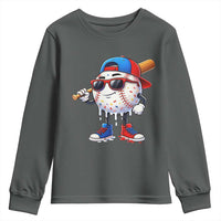 Baseball Drip Ice Cream Youth Sweatshirt Youth Drip Baseball Boys Kid Red White And Blue