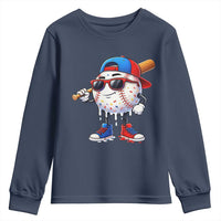 Baseball Drip Ice Cream Youth Sweatshirt Youth Drip Baseball Boys Kid Red White And Blue