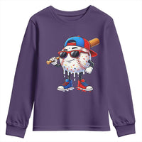 Baseball Drip Ice Cream Youth Sweatshirt Youth Drip Baseball Boys Kid Red White And Blue