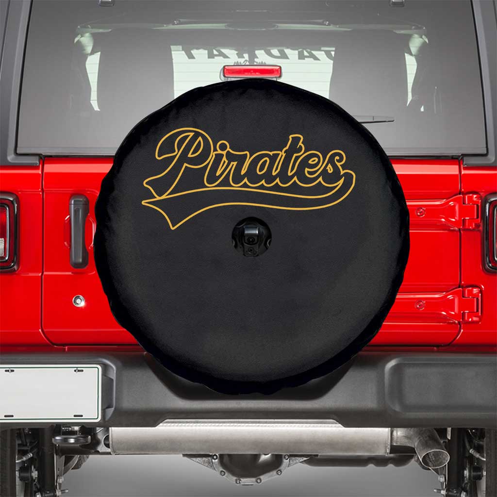 Vintage Pirates Spare Tire Cover Varsity Script Retro Sports Jersey Style Baseball Fans
