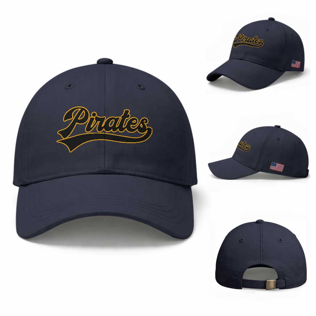 Vintage Pirates Baseball Cap Varsity Script Retro Sports Jersey Style Baseball Fans