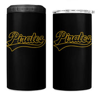 Vintage Pirates 4 in 1 Can Cooler Tumbler Varsity Script Retro Sports Jersey Style Baseball Fans