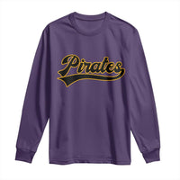 Vintage Pirates Long Sleeve Shirt Varsity Script Retro Sports Jersey Style Baseball Fans