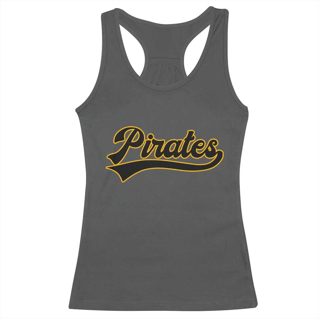 Vintage Pirates Racerback Tank Top Varsity Script Retro Sports Jersey Style Baseball Fans