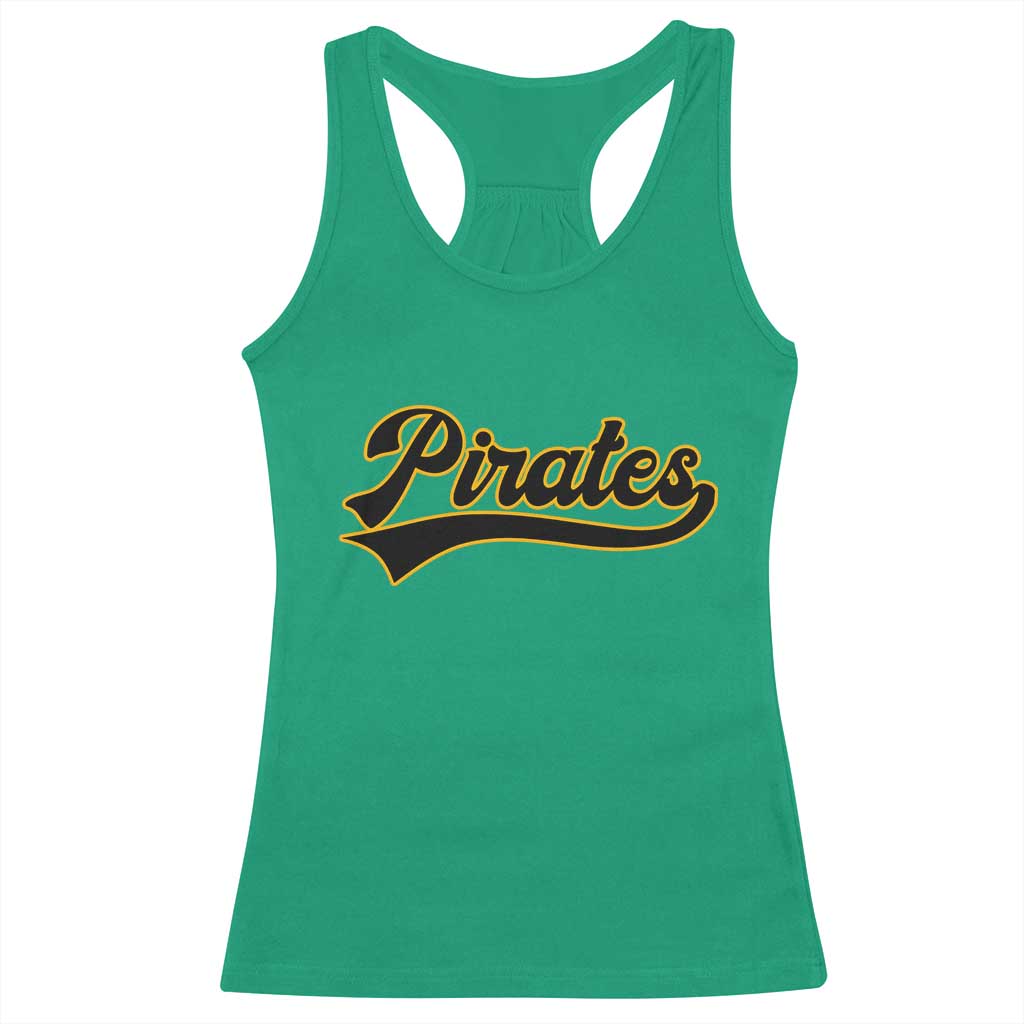 Vintage Pirates Racerback Tank Top Varsity Script Retro Sports Jersey Style Baseball Fans