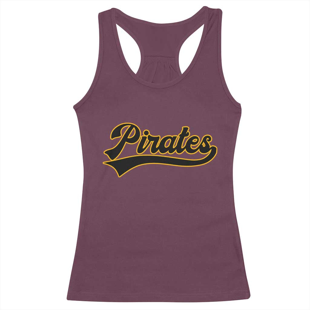 Vintage Pirates Racerback Tank Top Varsity Script Retro Sports Jersey Style Baseball Fans