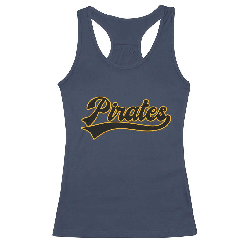 Vintage Pirates Racerback Tank Top Varsity Script Retro Sports Jersey Style Baseball Fans