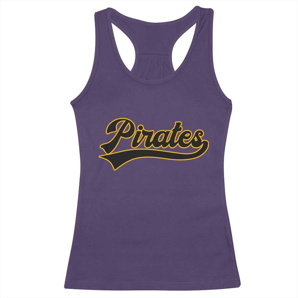 Vintage Pirates Racerback Tank Top Varsity Script Retro Sports Jersey Style Baseball Fans