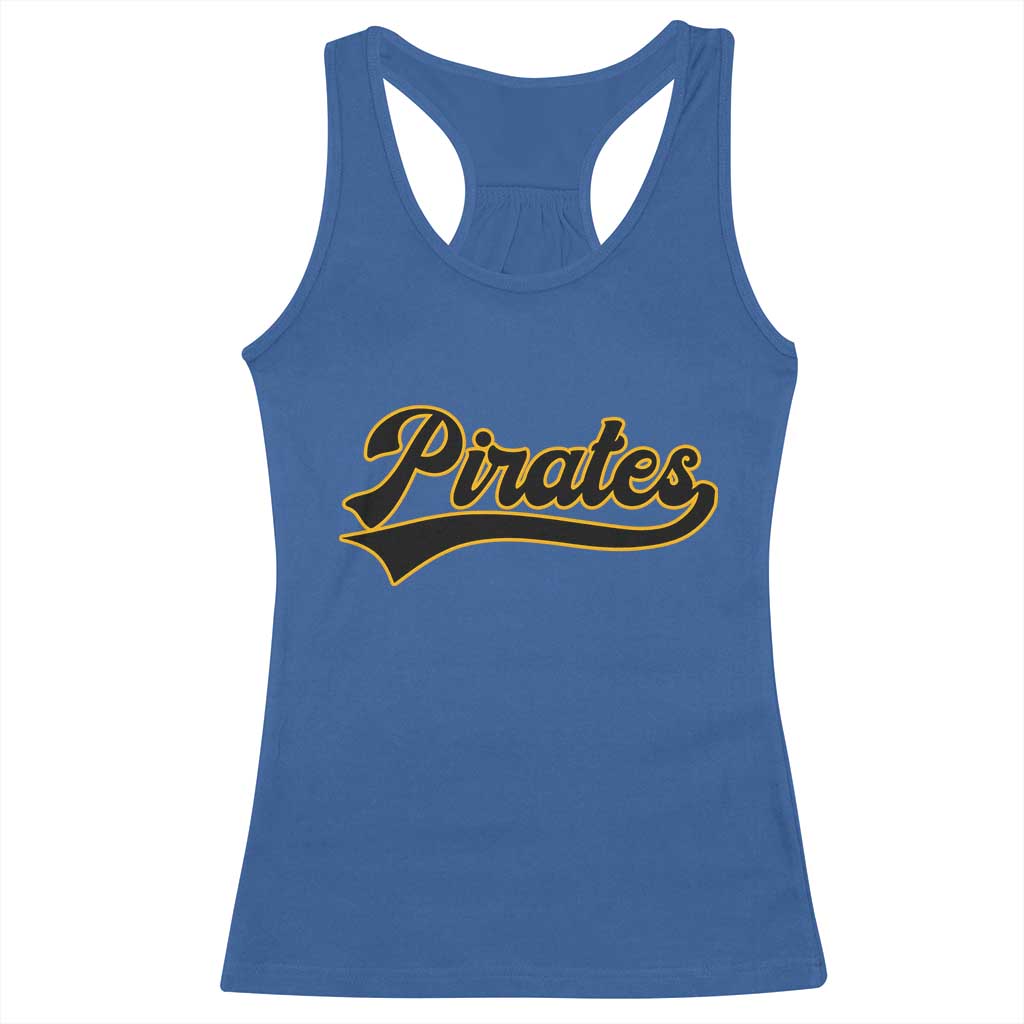 Vintage Pirates Racerback Tank Top Varsity Script Retro Sports Jersey Style Baseball Fans