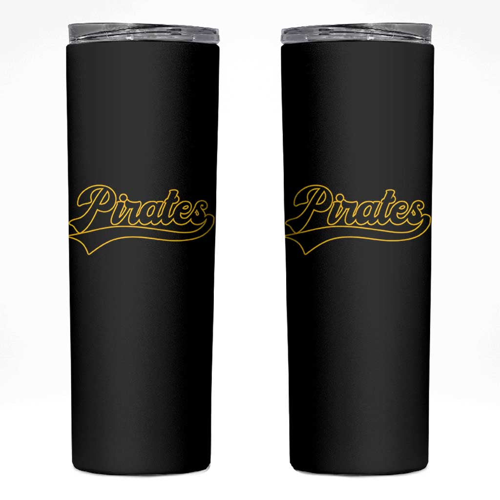 Vintage Pirates Skinny Tumbler Varsity Script Retro Sports Jersey Style Baseball Fans