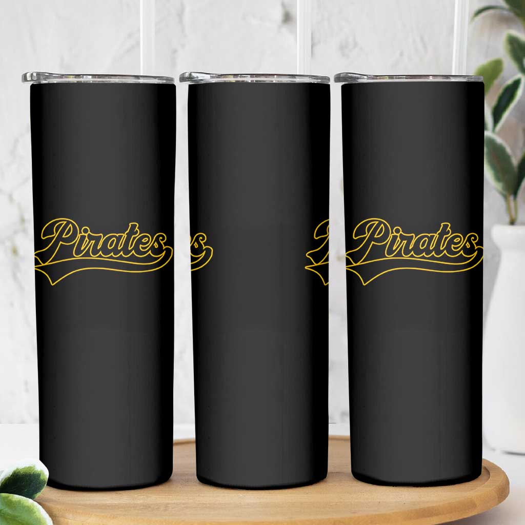 Vintage Pirates Skinny Tumbler Varsity Script Retro Sports Jersey Style Baseball Fans