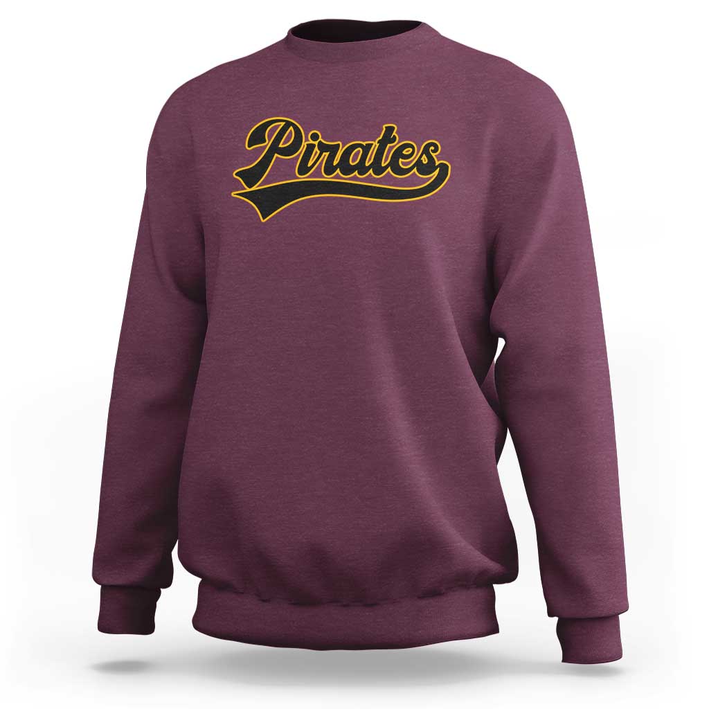 Vintage Pirates Sweatshirt Varsity Script Retro Sports Jersey Style Baseball Fans