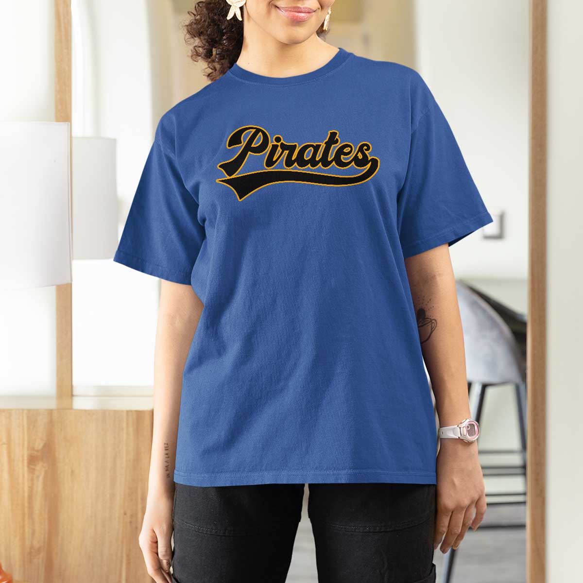 Vintage Pirates T Shirt For Women Varsity Script Retro Sports Jersey Style Baseball Fans