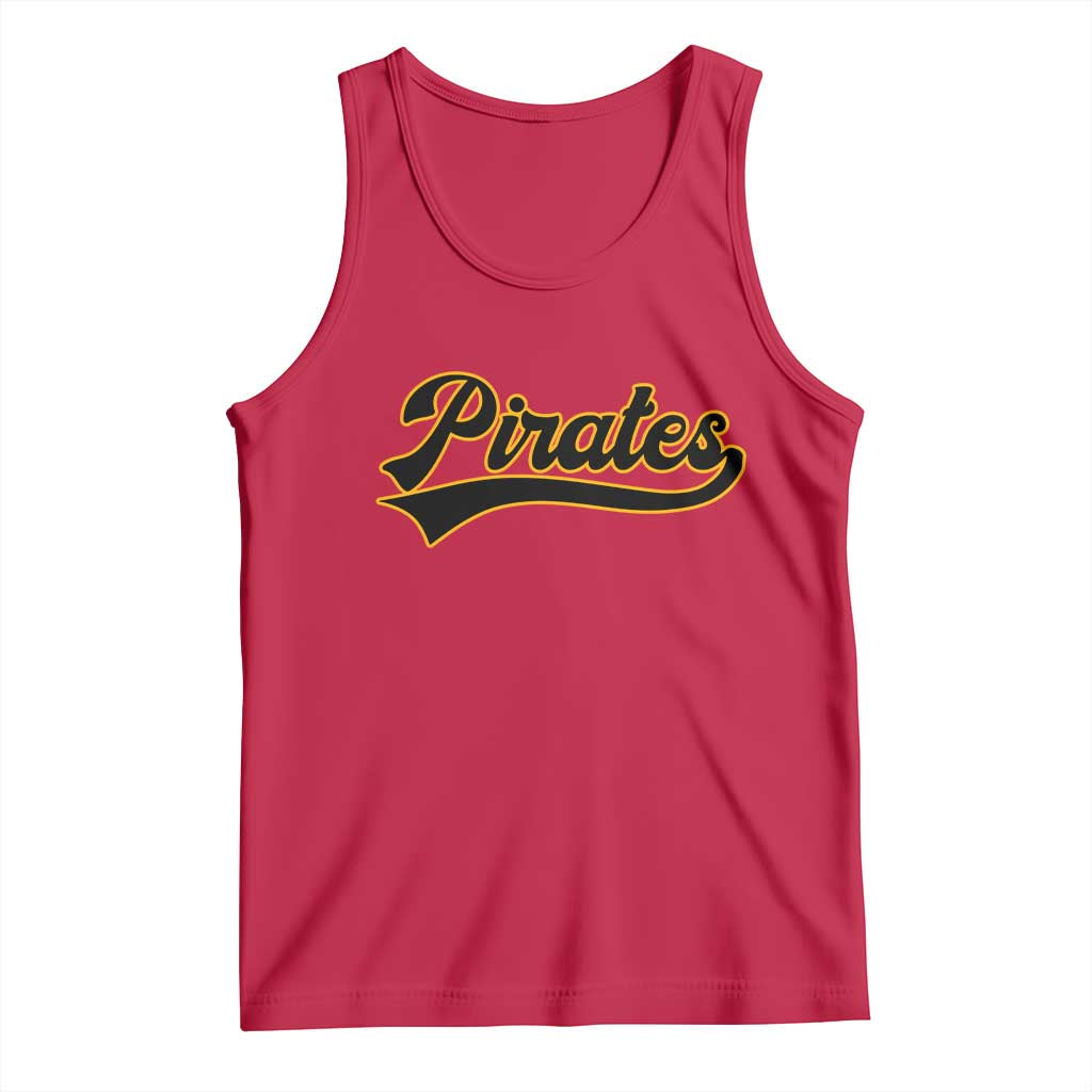 Vintage Pirates Tank Top Varsity Script Retro Sports Jersey Style Baseball Fans