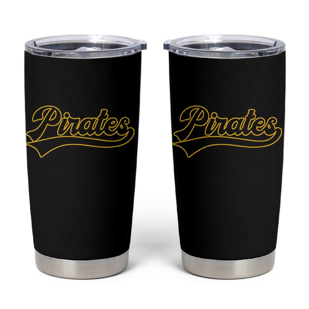 Vintage Pirates Tumbler Cup Varsity Script Retro Sports Jersey Style Baseball Fans