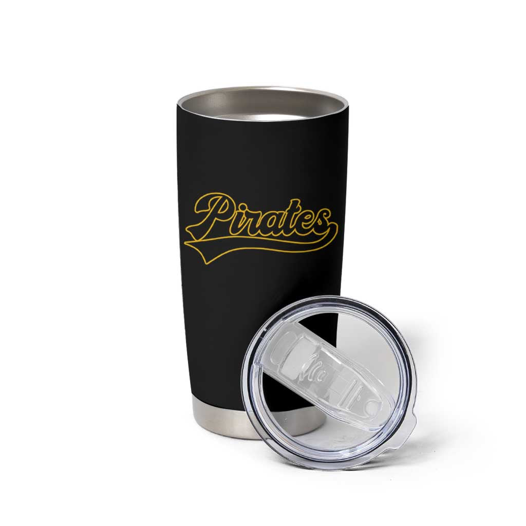 Vintage Pirates Tumbler Cup Varsity Script Retro Sports Jersey Style Baseball Fans