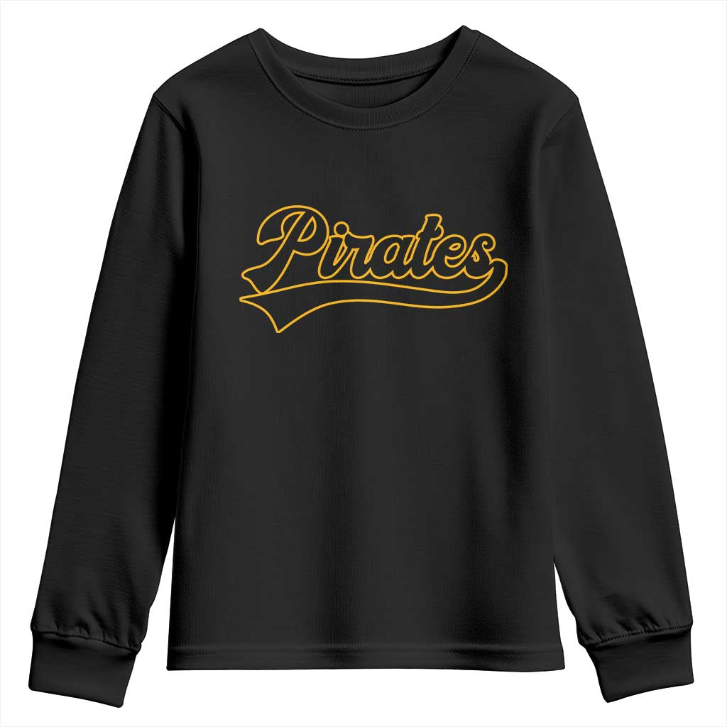 Vintage Pirates Youth Sweatshirt Varsity Script Retro Sports Jersey Style Baseball Fans