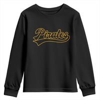 Vintage Pirates Youth Sweatshirt Varsity Script Retro Sports Jersey Style Baseball Fans