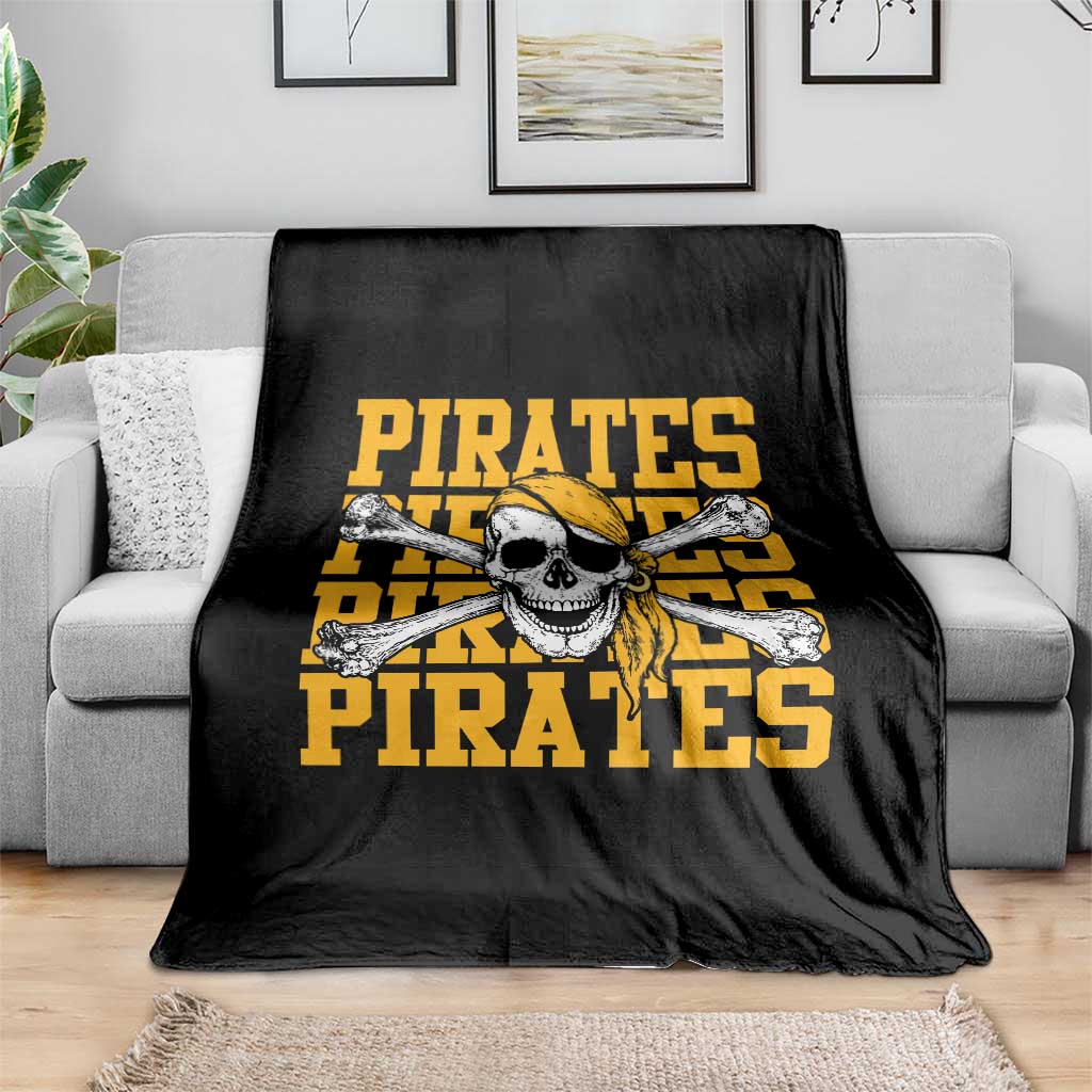 Retro Pirates Throw Blanket Vintage Retro Skull Crossbones Baseball Fans