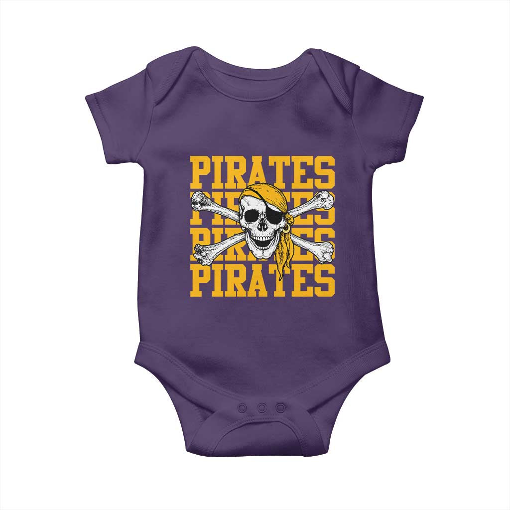 Retro Pirates Baby Onesie Vintage Retro Skull Crossbones Baseball Fans