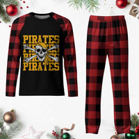 Retro Pirates Plaid Pajama Set Vintage Retro Skull Crossbones Baseball Fans