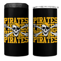 Retro Pirates 4 in 1 Can Cooler Tumbler Vintage Retro Skull Crossbones Baseball Fans