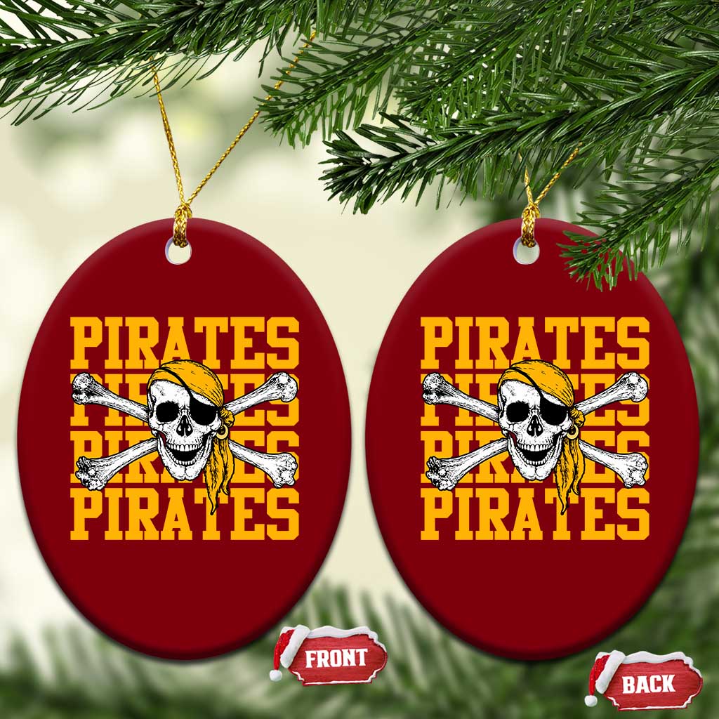 Retro Pirates Ceramic Ornament Vintage Retro Skull Crossbones Baseball Fans