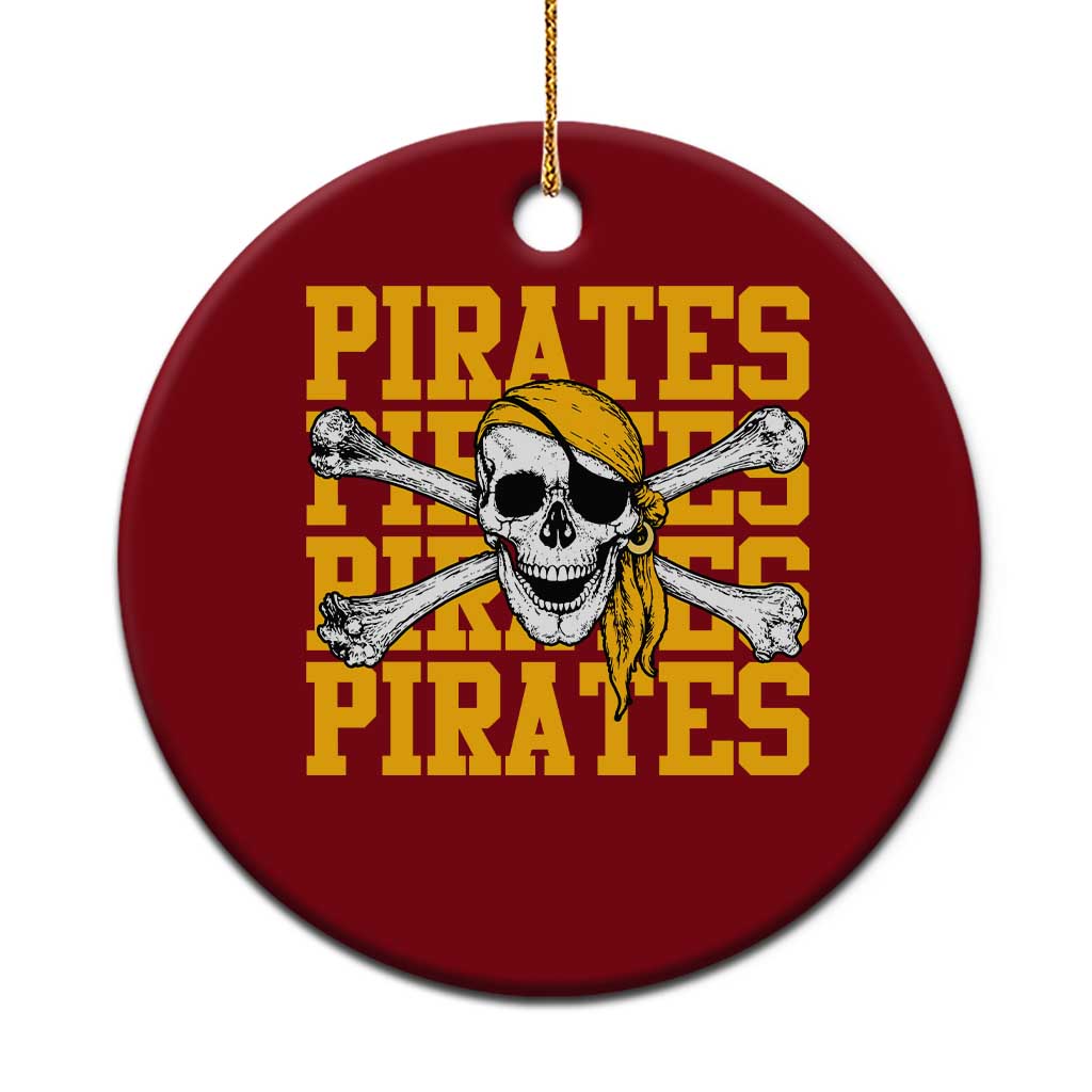 Retro Pirates Ceramic Ornament Vintage Retro Skull Crossbones Baseball Fans