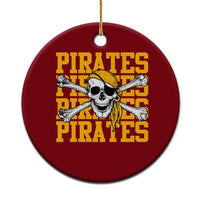 Retro Pirates Ceramic Ornament Vintage Retro Skull Crossbones Baseball Fans