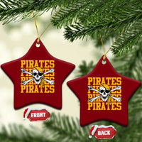 Retro Pirates Ceramic Ornament Vintage Retro Skull Crossbones Baseball Fans