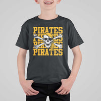 Retro Pirates T Shirt For Kid Vintage Retro Skull Crossbones Baseball Fans