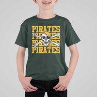Retro Pirates T Shirt For Kid Vintage Retro Skull Crossbones Baseball Fans