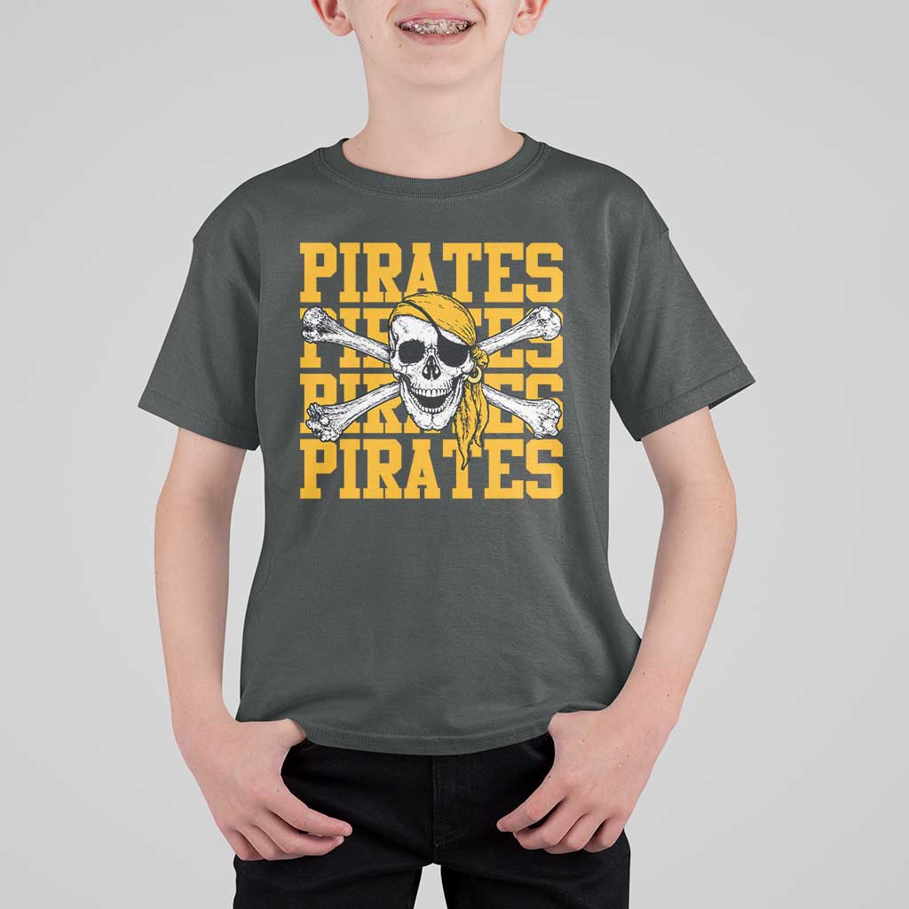 Retro Pirates T Shirt For Kid Vintage Retro Skull Crossbones Baseball Fans