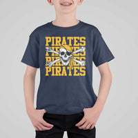 Retro Pirates T Shirt For Kid Vintage Retro Skull Crossbones Baseball Fans