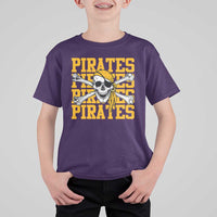 Retro Pirates T Shirt For Kid Vintage Retro Skull Crossbones Baseball Fans