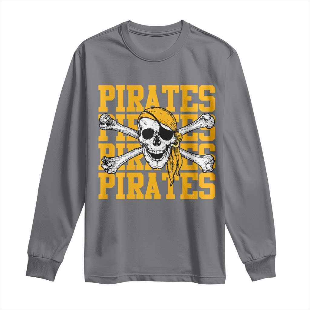 Retro Pirates Long Sleeve Shirt Vintage Retro Skull Crossbones Baseball Fans