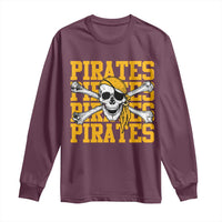 Retro Pirates Long Sleeve Shirt Vintage Retro Skull Crossbones Baseball Fans